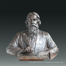 Große Figur Statue Dichter Tagore Bronze Skulptur Tpls-086